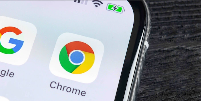 Close up of Chrome app on a smartphone screen