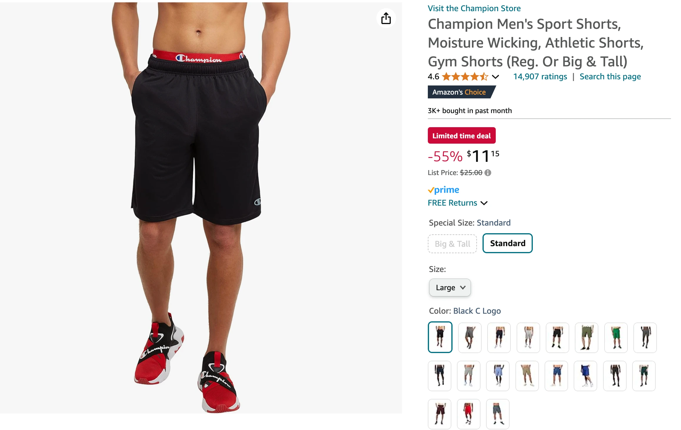 Men's shorts listing