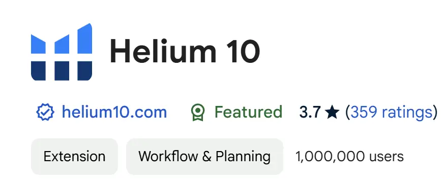 Helium 10 Chrome Extension 1M trusted users