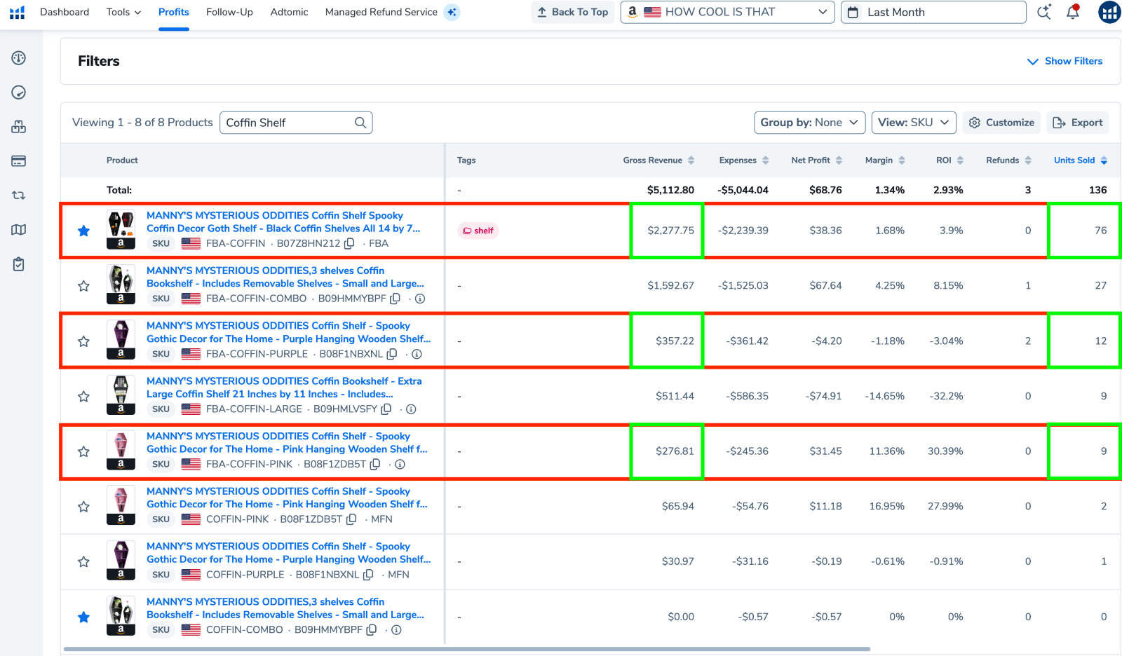 Helium 10's Profit filters