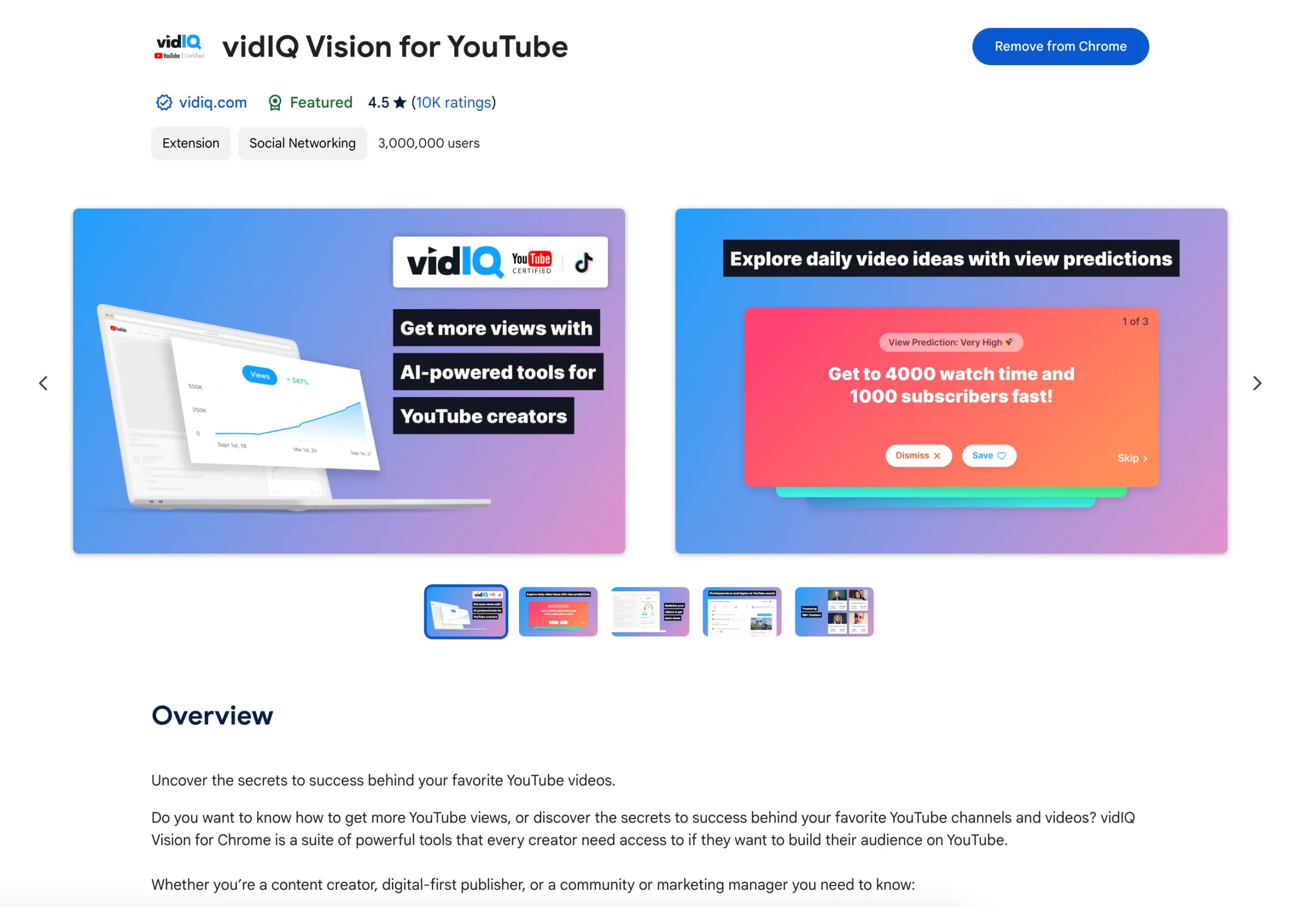 VidIQ Vision for YouTube